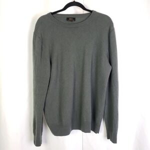 Quince Mens 100% Mongolian Cashmere Crewneck Sweater Dark Olive Green Large